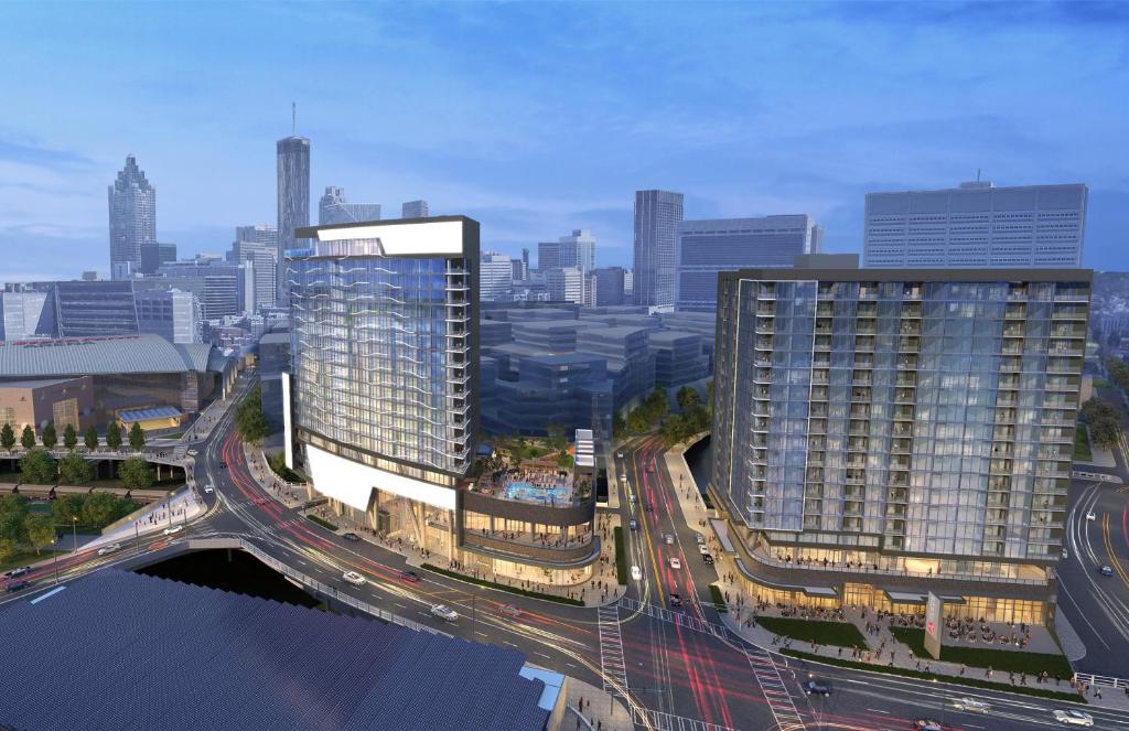 a rendering of a city with a highway and buildings at Hotel Phoenix Atlanta in Atlanta