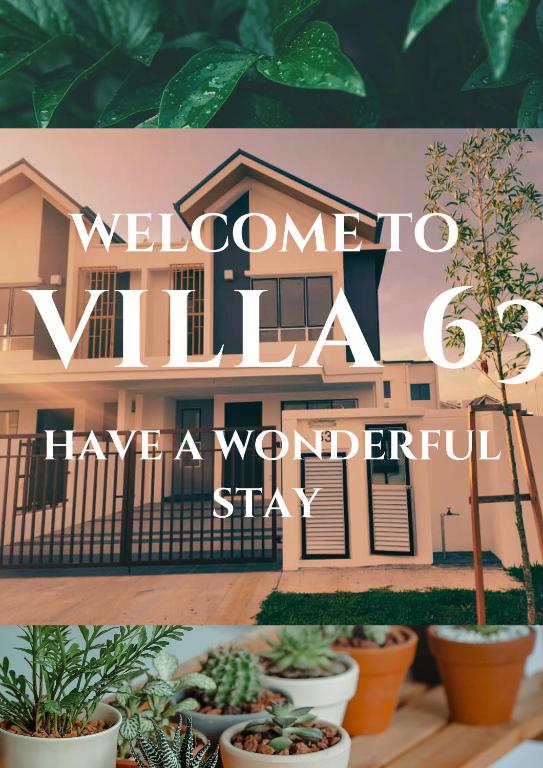 a collage of photos of a house with potted plants at Villa 63 3Bedroom 8pax in Beranang