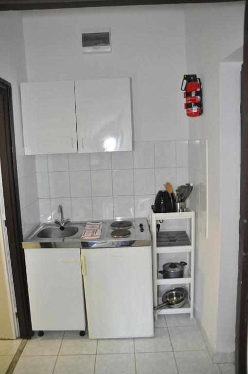 Kuchyň nebo kuchyňský kout v ubytování Fűz Apartman