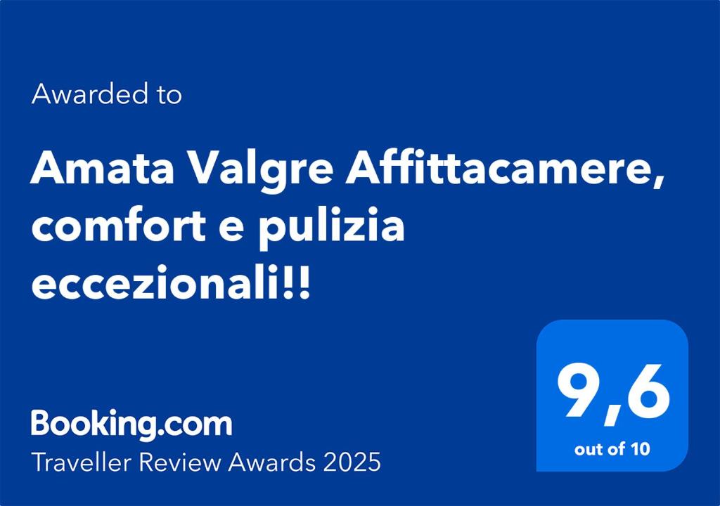 Certifikát, hodnocení, plakát nebo jiný dokument vystavený v ubytování Amata Valgre Affittacamere, comfort e pulizia eccezionali!!