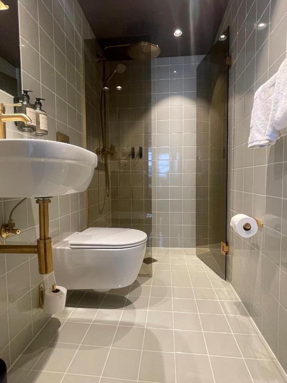 Koupelna v ubytování Hotel Petra