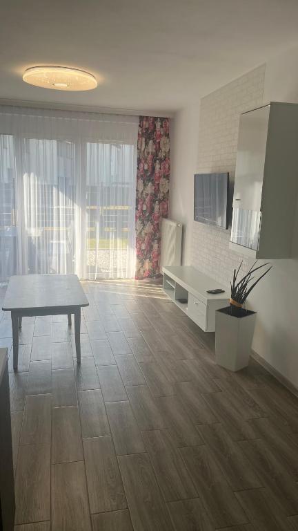 Televízia a/alebo spoločenská miestnosť v ubytovaní 1 Tyskie Apartamenty z ogródkiem