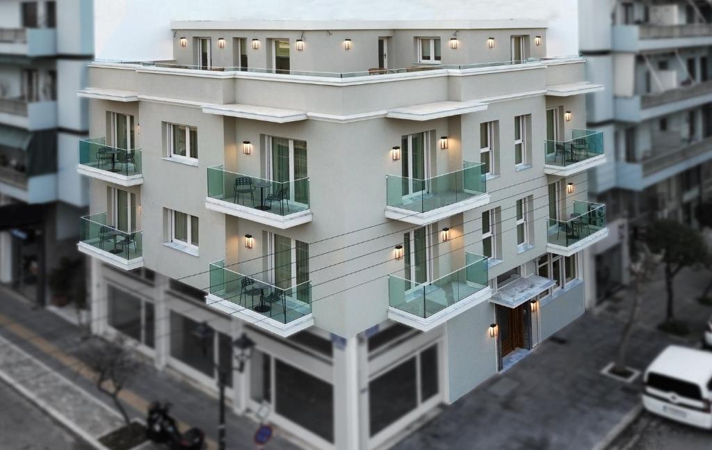 an aerial view of a building with balconies at CENTAURO Prime Residencies in Volos