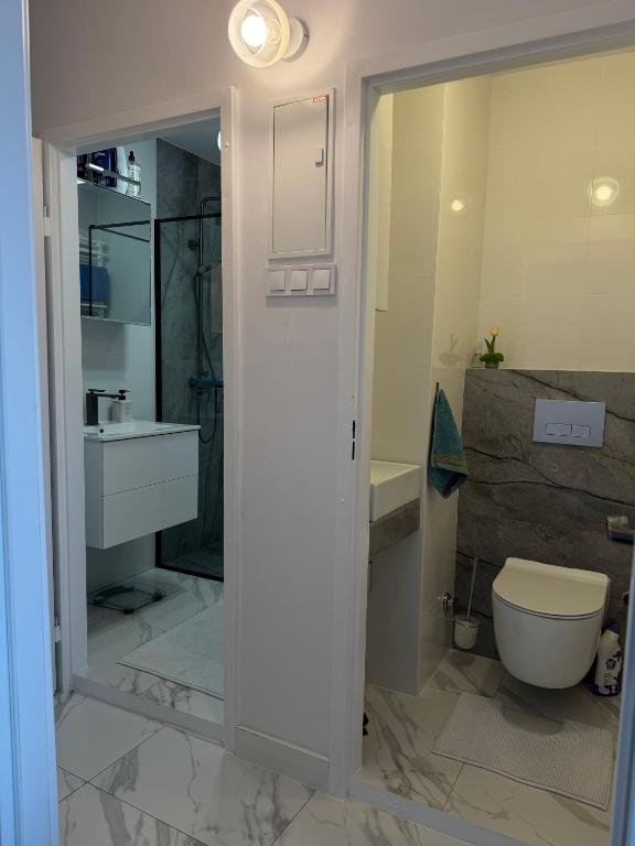 Kúpeľňa v ubytovaní Apartament -Jak w domu- Czeladź 60m2 Centrum Katowic 10km