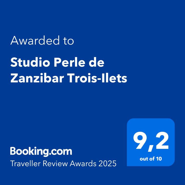 Certifikát, hodnocení, plakát nebo jiný dokument vystavený v ubytování Studio Perle de Zanzibar Trois-Ilets