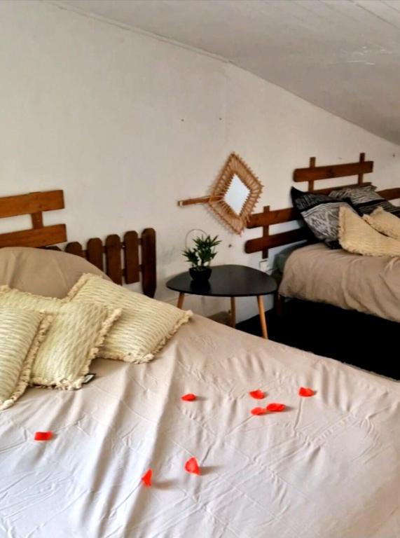 Postel nebo postele na pokoji v ubytování Logement vue mer et montagne