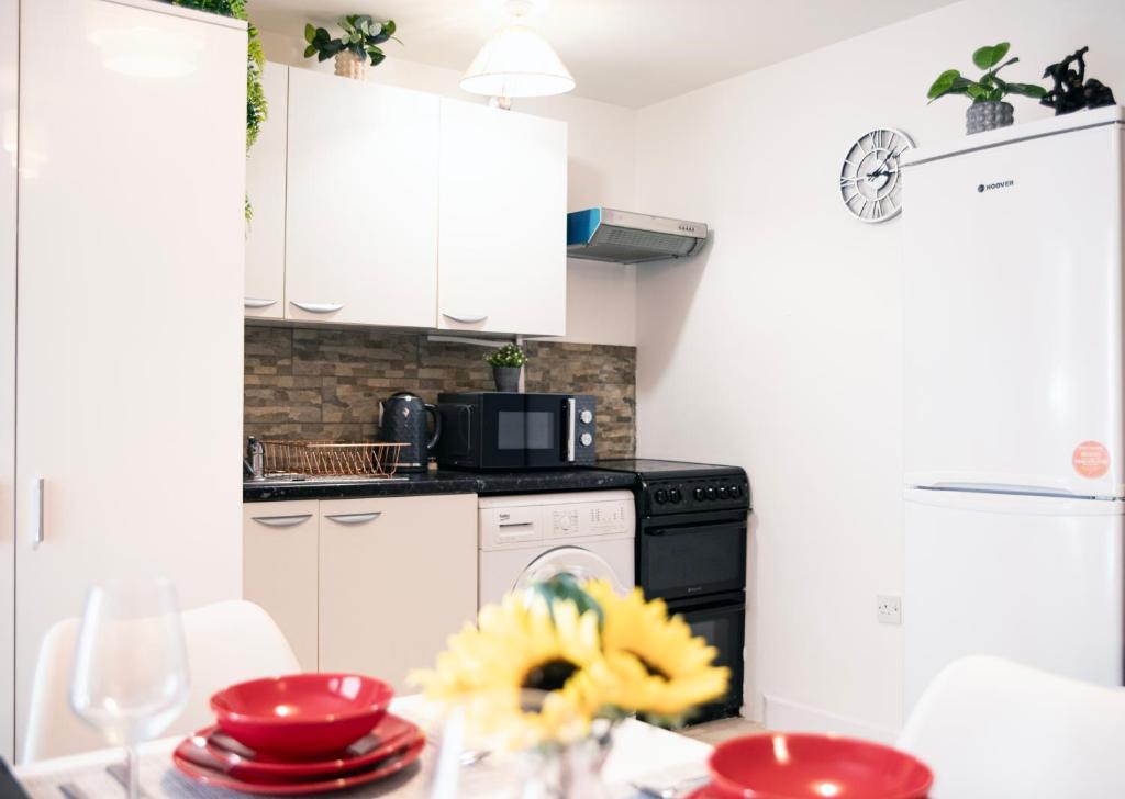 Kuchyň nebo kuchyňský kout v ubytování The Cozy corner studio, FREE Parking, central location