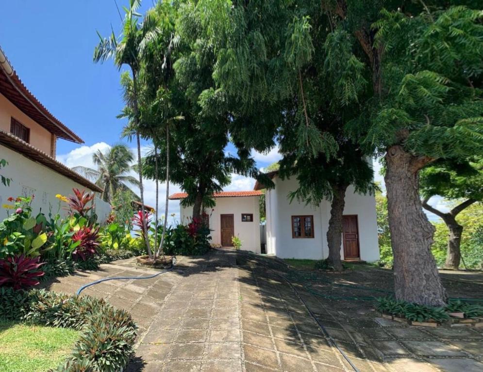 a house with a tree and a driveway at Chalés de Morro Branco in Beberibe