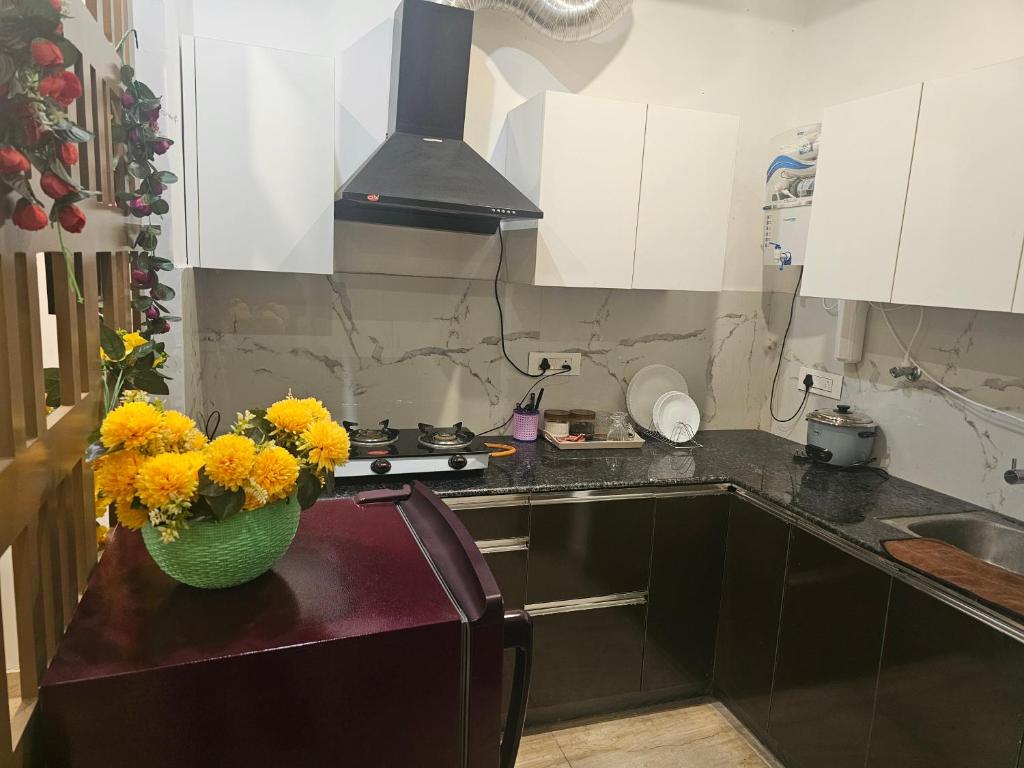 Kuchyň nebo kuchyňský kout v ubytování Luxury Flat By Trendy Feels