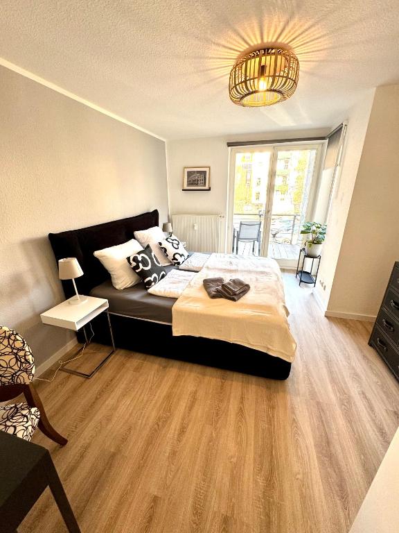 Postel nebo postele na pokoji v ubytování Ferienwohnung Markkleeberg Zentrum