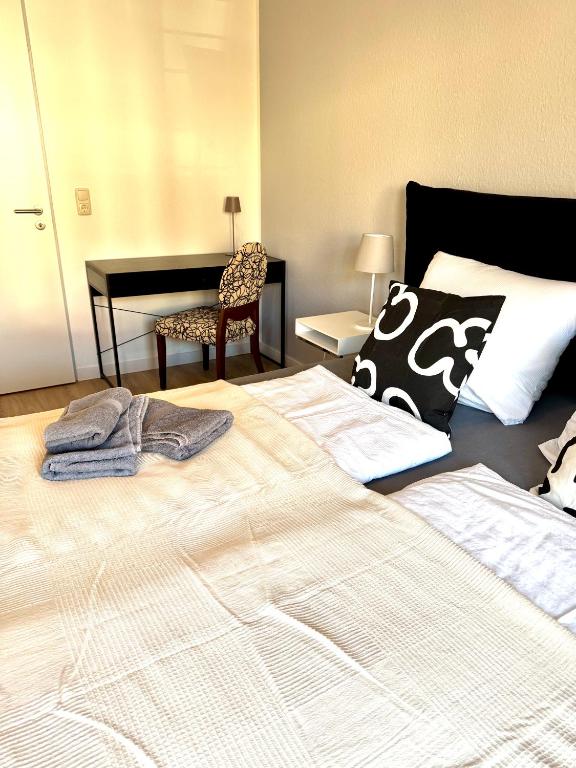 Postel nebo postele na pokoji v ubytování Ferienwohnung Markkleeberg Zentrum
