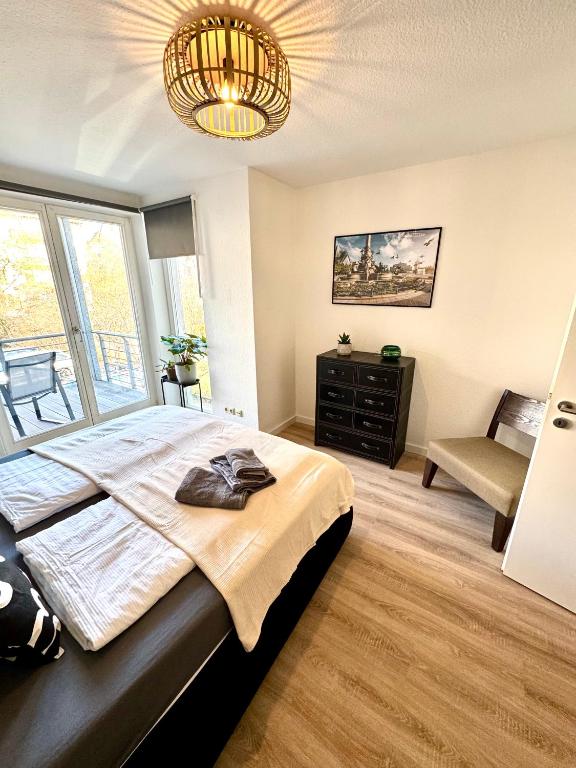 Postel nebo postele na pokoji v ubytování Ferienwohnung Markkleeberg Zentrum
