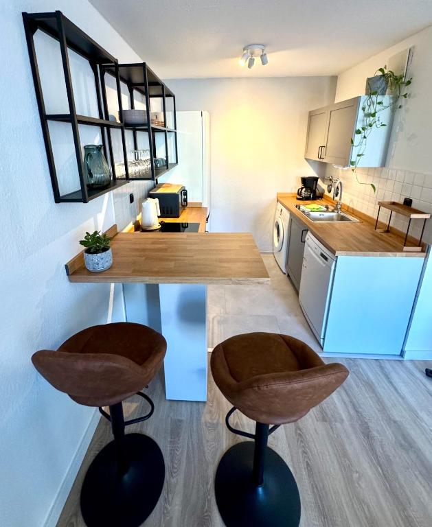 Kuchyň nebo kuchyňský kout v ubytování Ferienwohnung Markkleeberg Zentrum