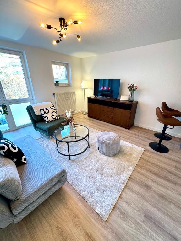 TV a/nebo společenská místnost v ubytování Ferienwohnung Markkleeberg Zentrum