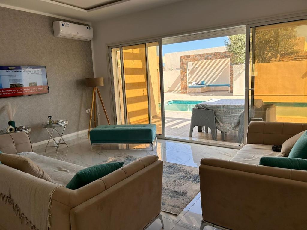 Χώρος καθιστικού στο Villa Mykonos sans vis a vis