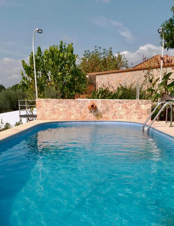 a dog is sitting in a swimming pool at Casa Castilho in Casais