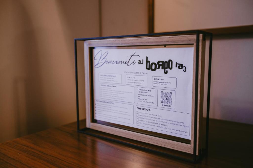 Certifikát, hodnocení, plakát nebo jiný dokument vystavený v ubytování Al Borgo 153 Apartment