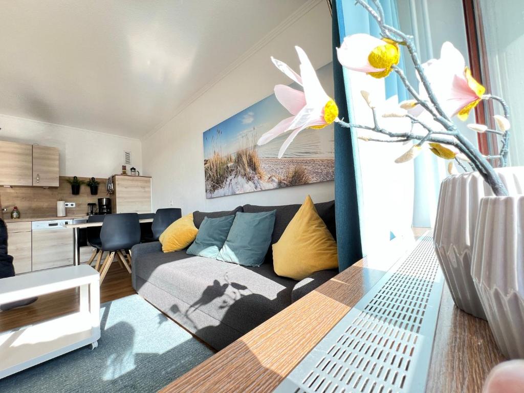 Posezení v ubytování Ferienwohnung für 4 Gäste in Grömitz