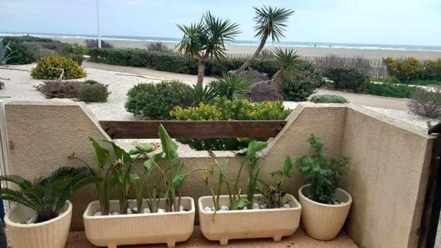 Zahrada ubytování Port Leucate F2 rdc plage 10 mètres, 25 m2, 5 personnes