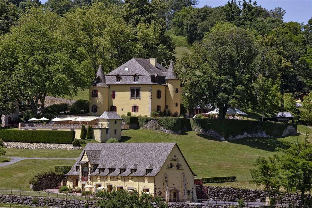 uma casa grande no topo de um campo verde em Château de Salles em Vezac