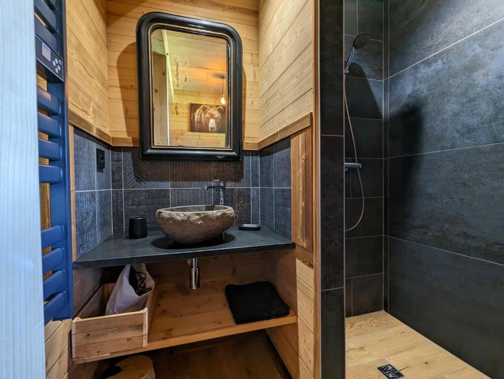 Kúpeľňa v ubytovaní Chalet l'Appel de la Forêt
