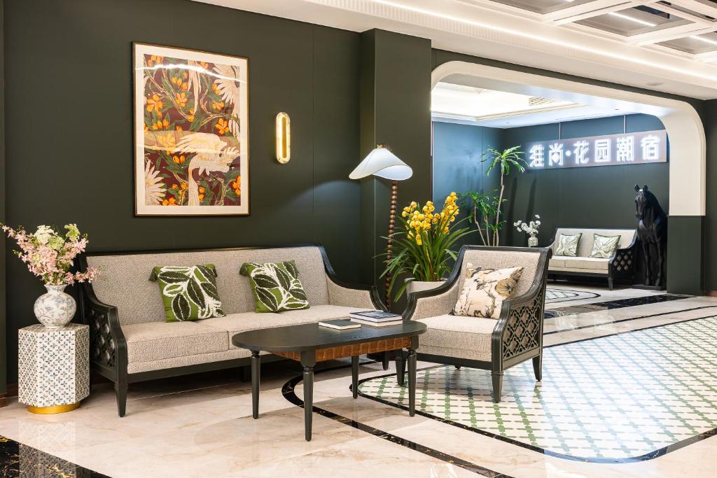 Posezení v ubytování Vishan Garden Boutique Hotel 厦门维尚花园潮宿 中山路步行街店