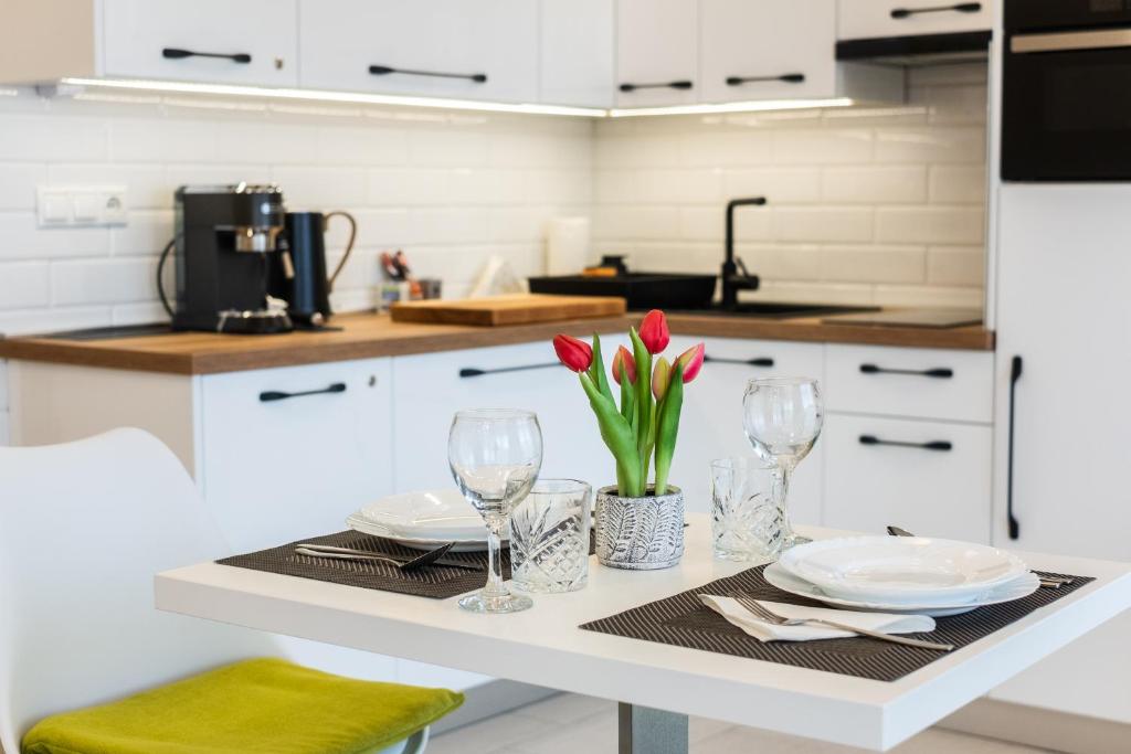 Kuchyň nebo kuchyňský kout v ubytování Németh Apartmanok