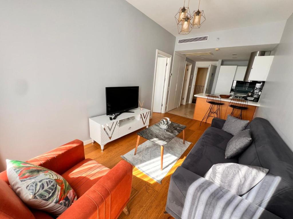 TV a/nebo společenská místnost v ubytování Divan Residence - Güneşli Near Ataköy Metro Station