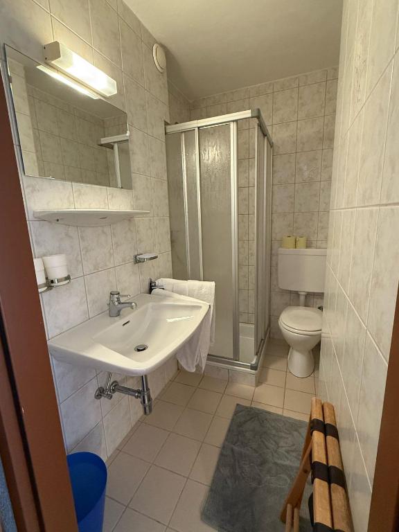 Koupelna v ubytování Pension Plattenhof