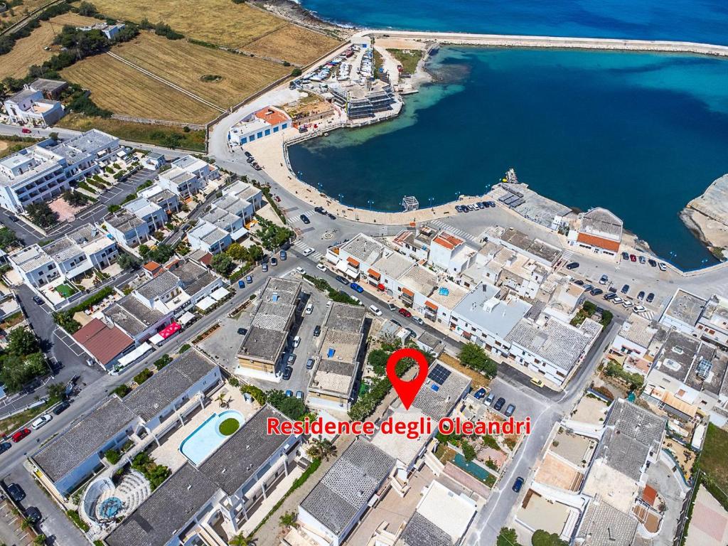 an aerial view of a city with a red heart at Casa degli Oleandri in Ostuni