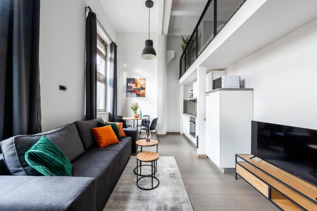 Posezení v ubytování Modern loft-apartments in Prague