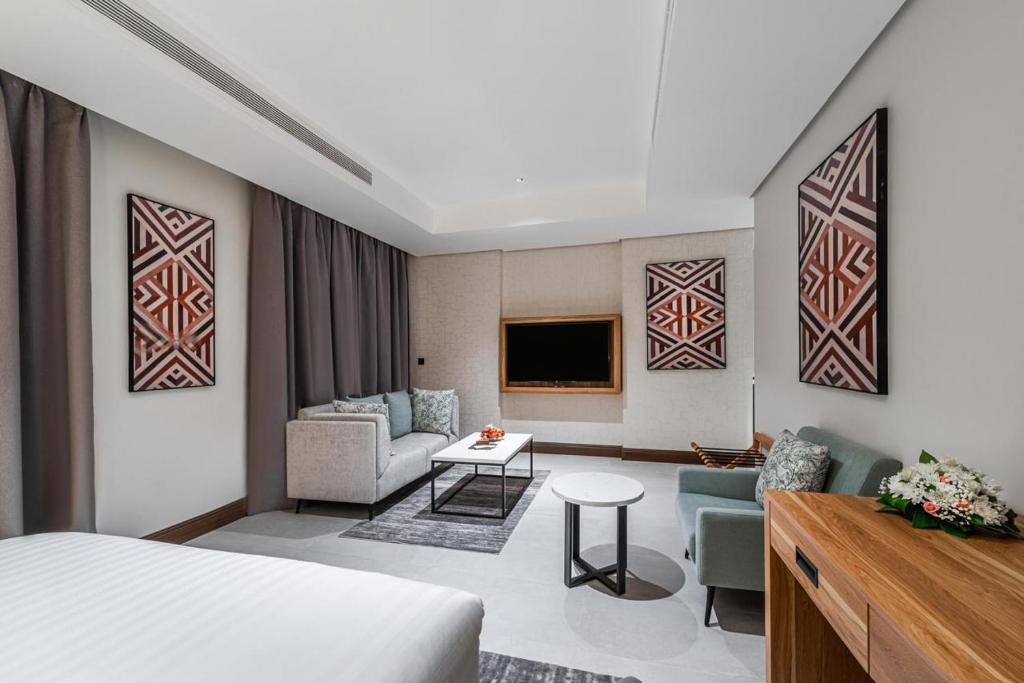 TV a/nebo společenská místnost v ubytování لفيت للشقق الفندقية المخدومة Lafait Hotel Serviced Apartments