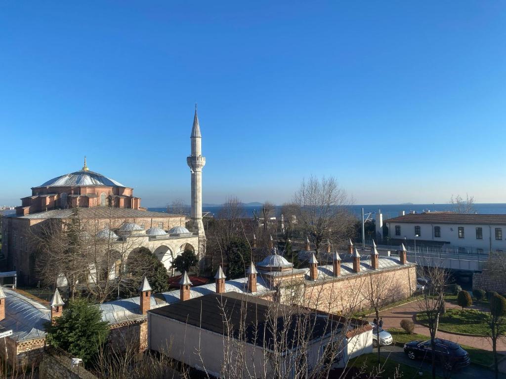 una vista de la ciudad de Jerusalén con una mezquita en Ocean Hagia Sophia Apart Hotel, en Estambul