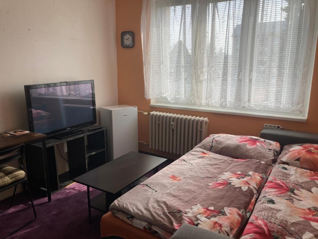 Postel nebo postele na pokoji v ubytování Garsoniera U lesoparku