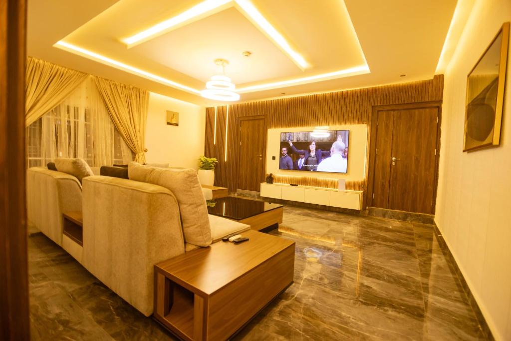 TV a/nebo společenská místnost v ubytování Db Continental Loft Apartment