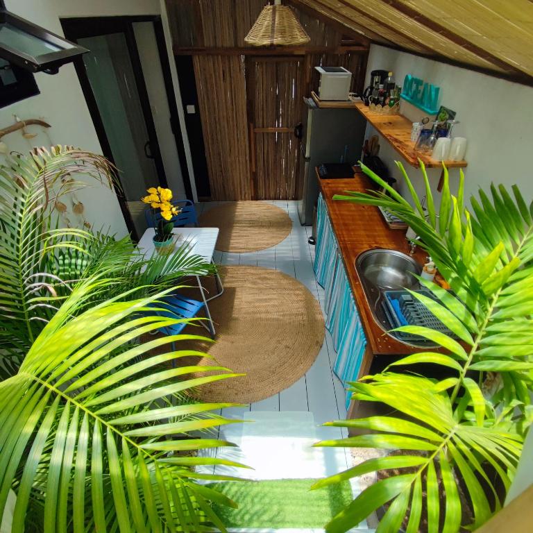 Kuchyň nebo kuchyňský kout v ubytování sweet island studio ocean