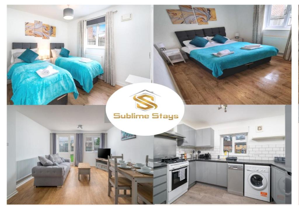 Kuchyň nebo kuchyňský kout v ubytování Atkinson Pet-Friendly 1-Bedroom Apartment in Crawley with Private Garden & Parking