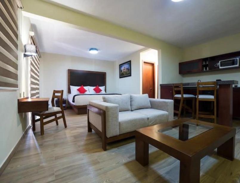 Posezení v ubytování Hotel Colonial Acopinalco Inn