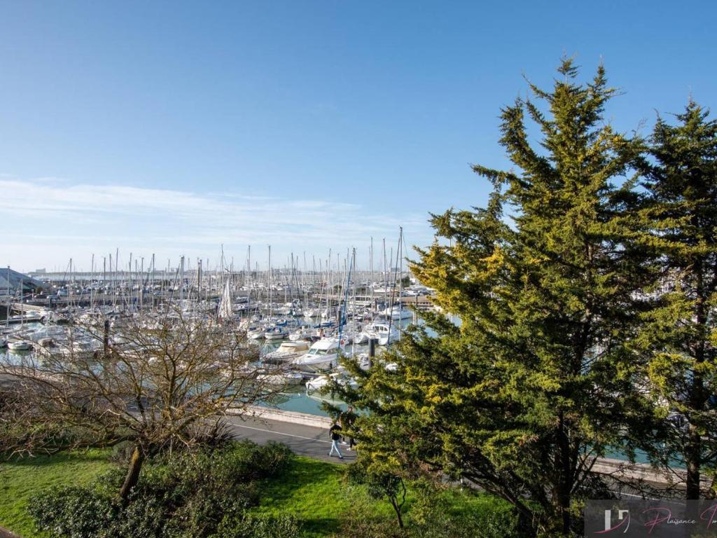 - une vue sur un port avec des bateaux dans l'établissement Studio meublé - 4 personnes, vue port - FR-1-825-34, à La Rochelle