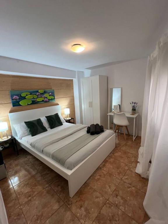 a bedroom with a large white bed in a room at Tranquilo apto ideal paraTurismo Rural y Relax in Gandesa