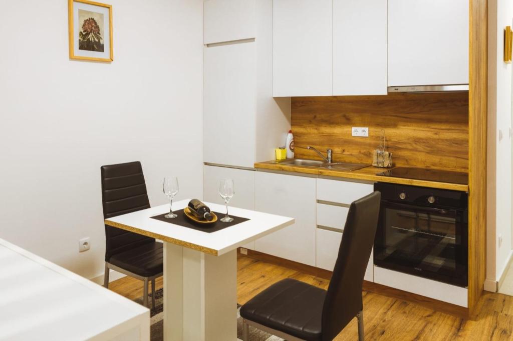 Kuchyň nebo kuchyňský kout v ubytování Apartman Sidro