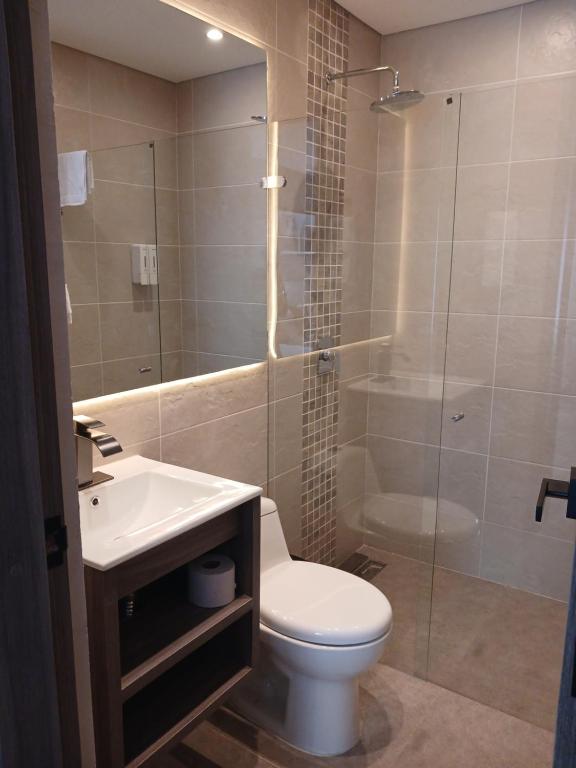 Koupelna v ubytování Hotel Santino