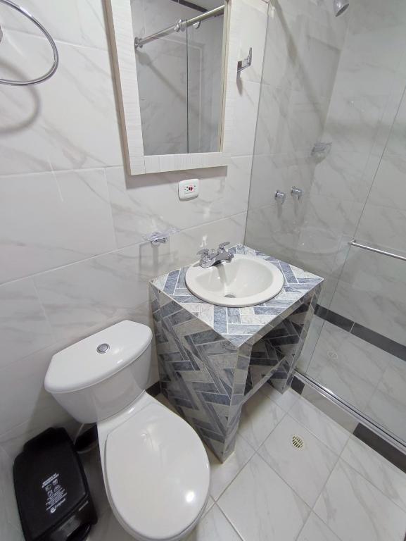 Koupelna v ubytování Apartahotel JDK