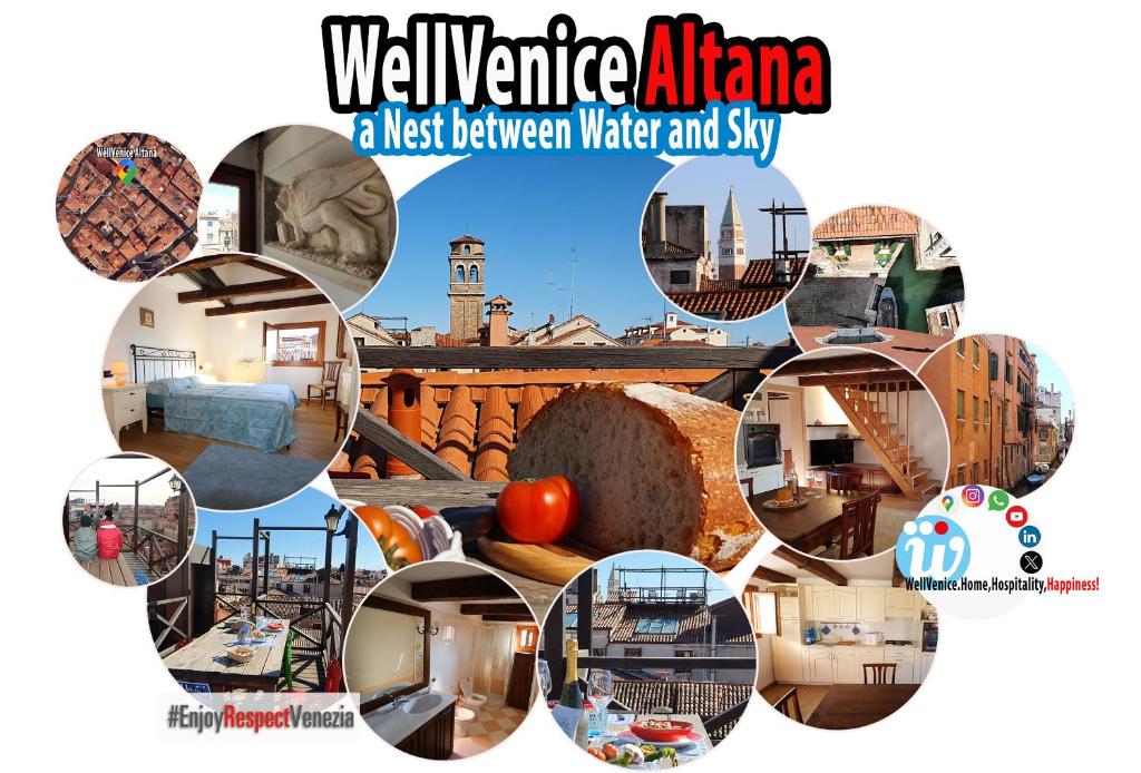 kolaż różnych zdjęć rezydencji w obiekcie WellVenice Altana Top View w Wenecji