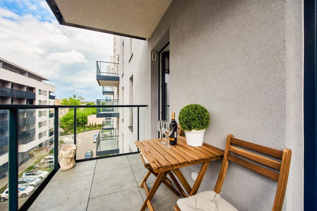 Balkón alebo terasa v ubytovaní Lumina cozy apartments Manufaktura
