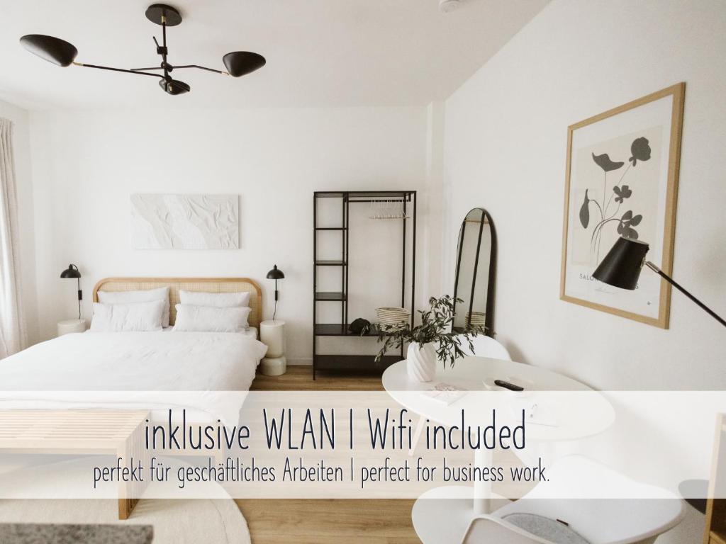 Postel nebo postele na pokoji v ubytování ApartNaest - vollausgestattete Apartments I kostenlos parken I flexibler Check-in I 1 bis 4 Zimmer I 1 bis 10 Personen
