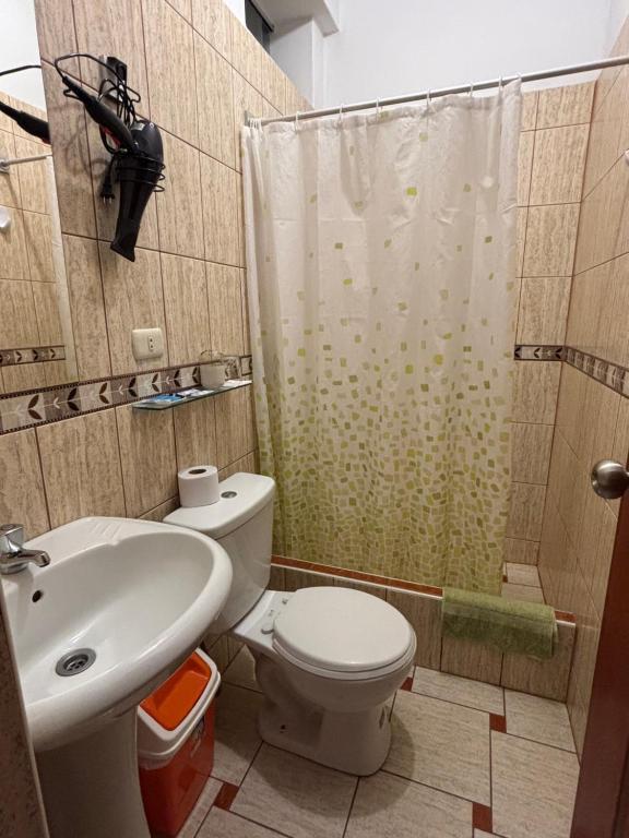 Koupelna v ubytování Hospedaje el Telar