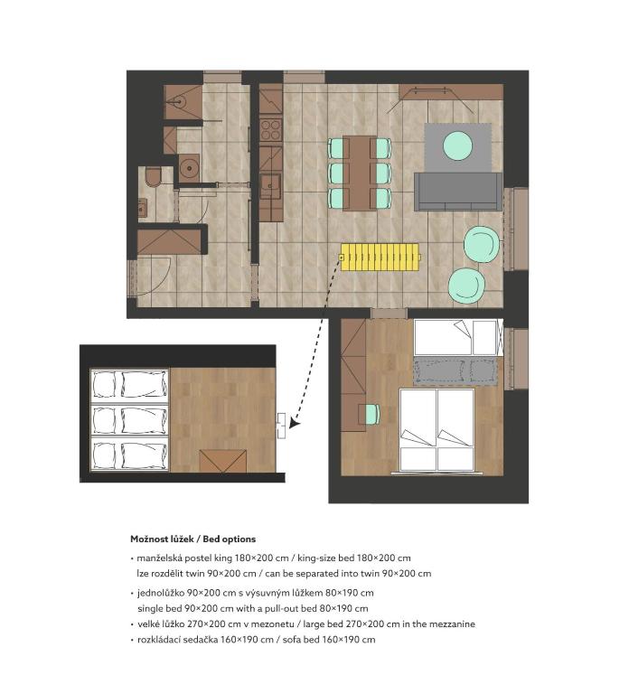 Půdorys ubytování Apartmány Hraničná s privátním wellness