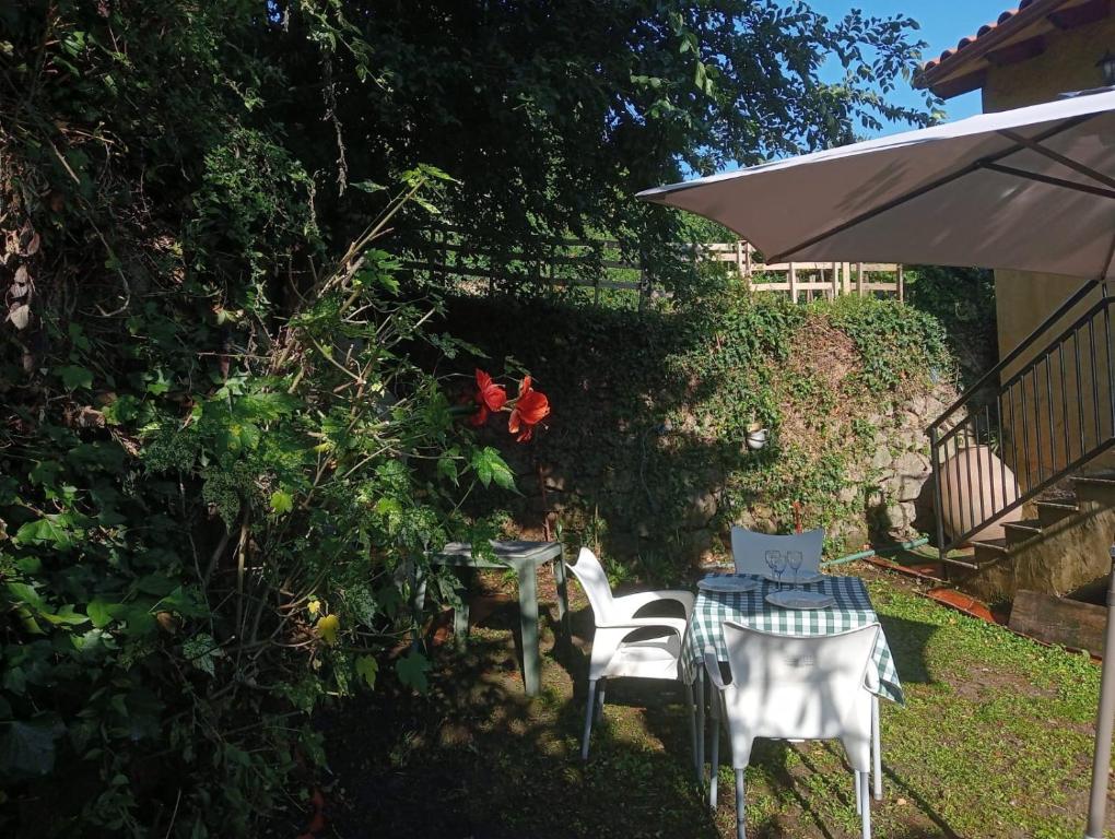 Vonkajšia záhrada v ubytovaní Apartamentos & Casa Rural Boada con Jardin Interior y Barbacoa