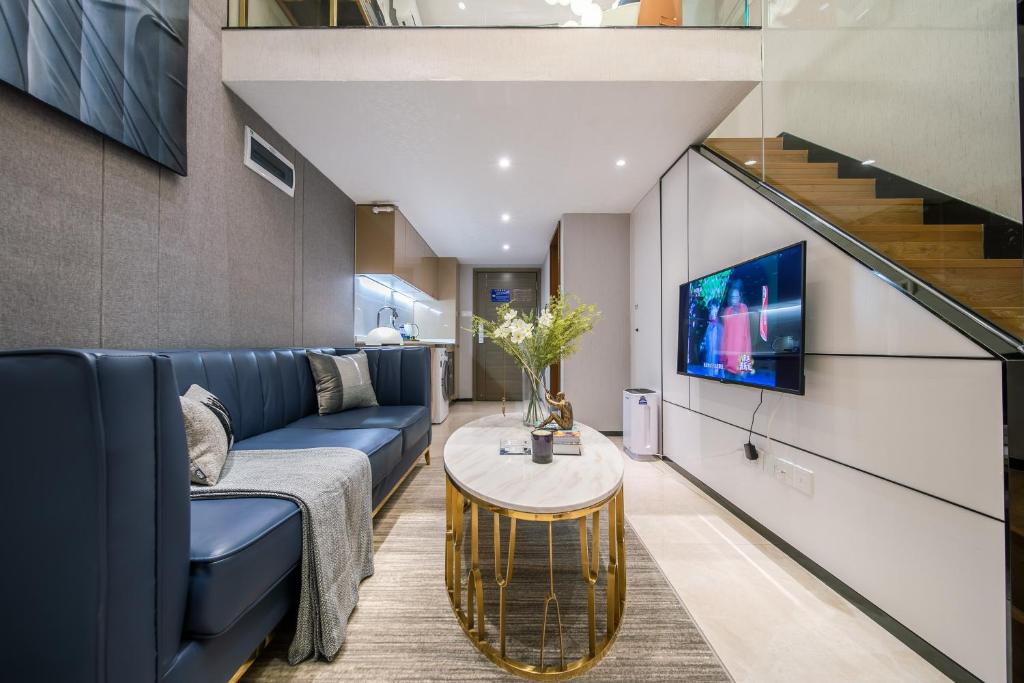 Posezení v ubytování BORUISI Plaza Residence Apartment - Shenzhen Futian Convention & Exhibition Center